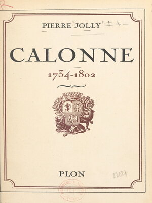 cover image of Calonne, 1734-1802